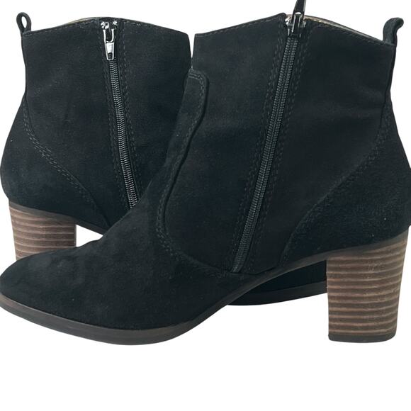 J. Crew Women’s Quinn Black Suede Ankle Boots Size 7 Block Heel Side Zip Booties - Picture 7 of 13